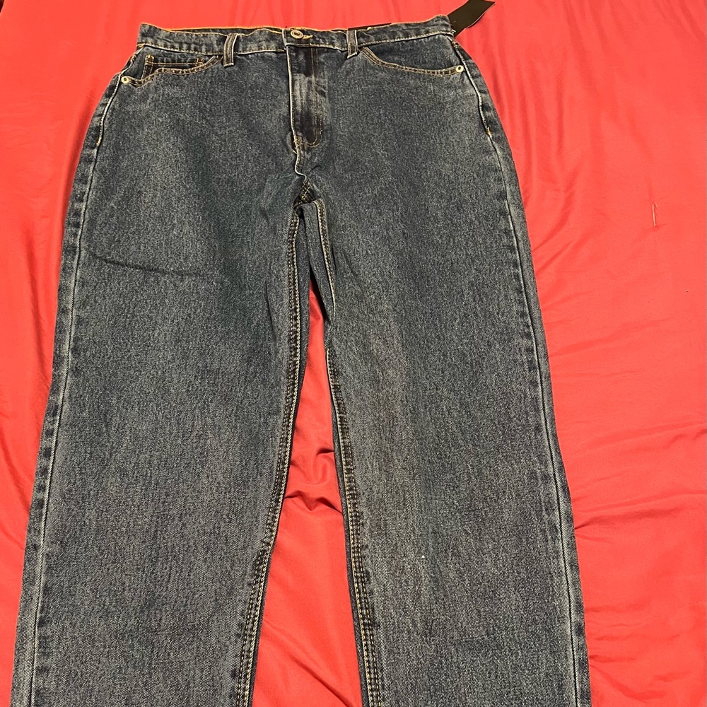 Straight leg high rise jeans